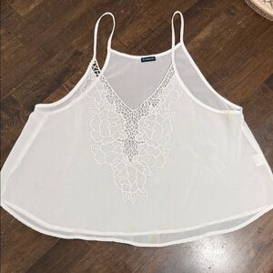 Brandy Melville Cream Floral Embroidered Camisole